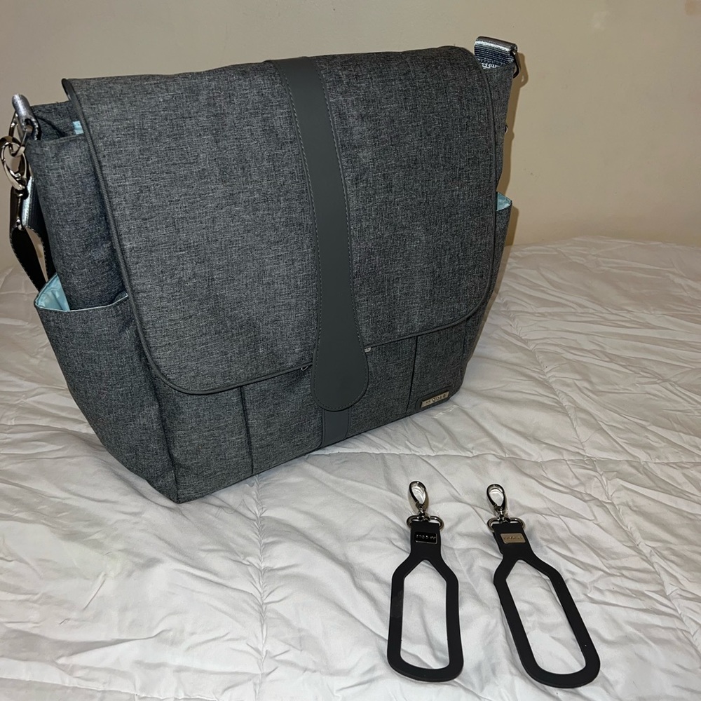 JJ Cole Diaper Bag Gray Heather Backpack Messenger Bag Unisex Boy/Girl